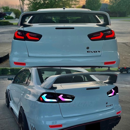HC RGB LED Tail Lights For Mitsubishi Lancer EVO X 2008-2017 Start Up Animation - Picture 15 of 16