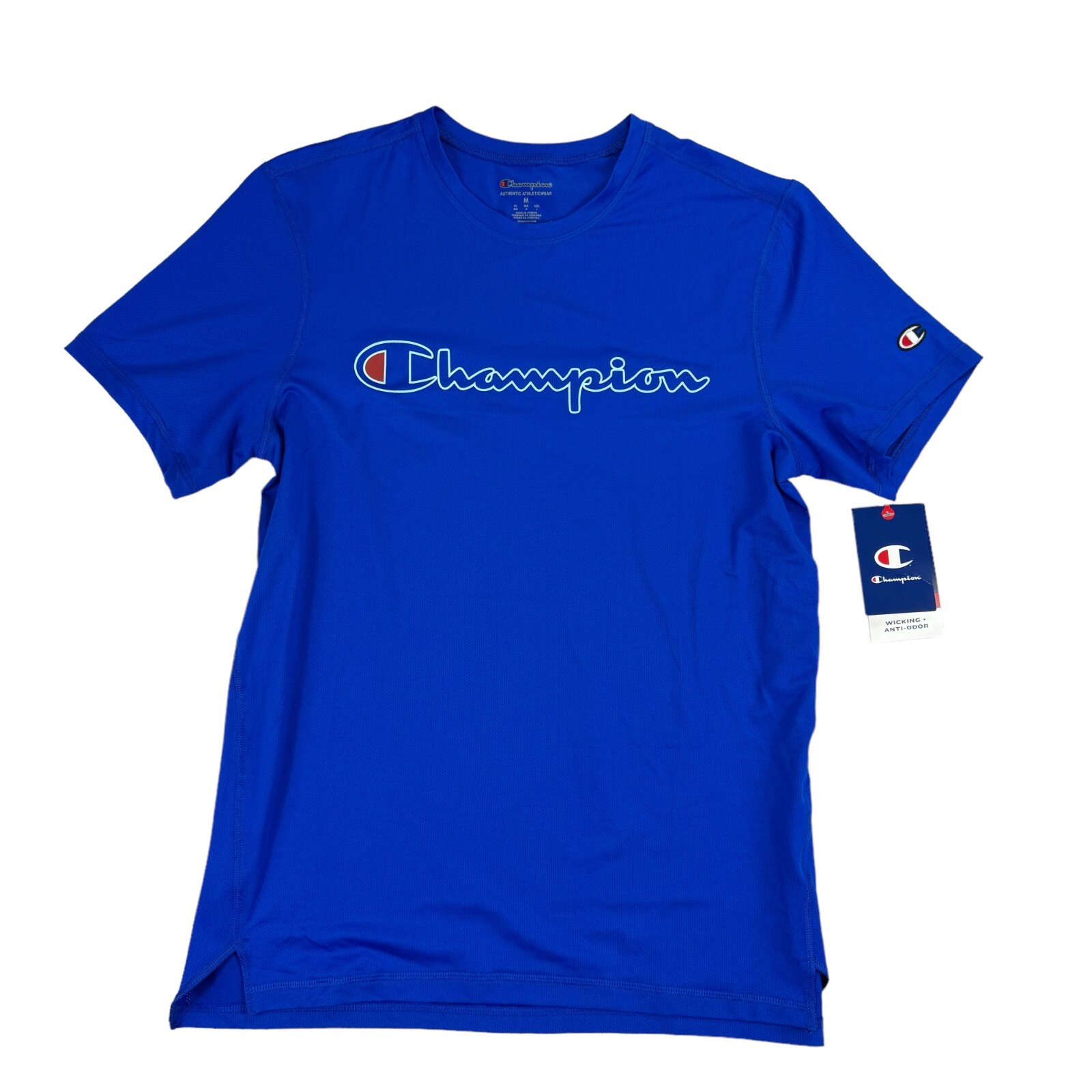 Camiseta Champion Para Hombres MVP Script Logo Manga Corta Malla Cuello Redondo Azul M