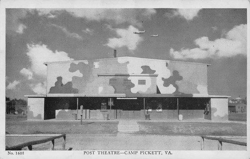 Vintage RPPC Camp Pickett Post Movie Theatre Virginia War Base Building Postcard