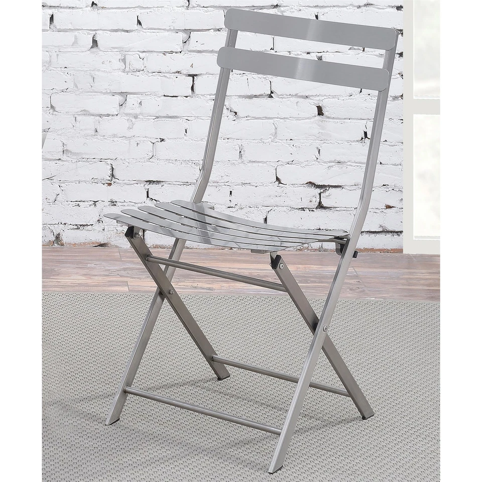 Silla auxiliar de metal Furniture of America Mina en metal pistola plateado (juego de 2) Foto 4 de 4