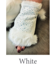 Fingerless Gloves Faux Fur Rhinestones Bling Studded White or Dark Brown NWT