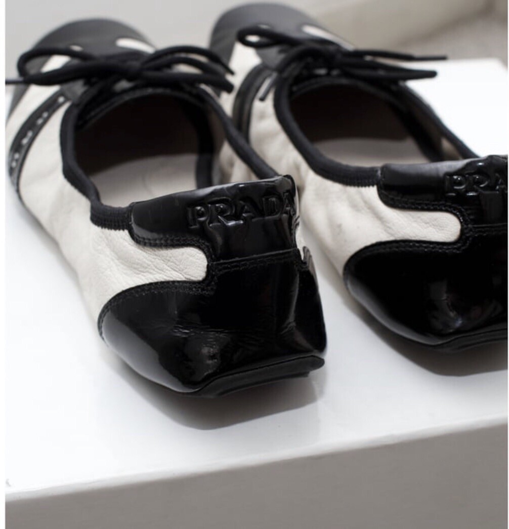 靴 PRADA SPORT Logo flat shoes BLACK Prada Sport Ballet Flats Patent Leather Black Size 39