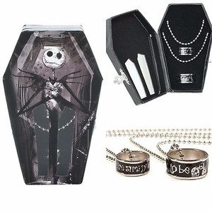 DISNEY-NBC-NIGHTMARE-BEFORE-CHRISTMAS-JACK-SKELLINGTON-RING-COFFIN-SET-HIS-amp-HER