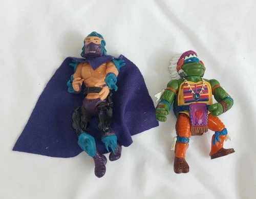 1988 TMNT Shredder Cloak & Belt Mirage 5” Playmates Teenage Turtles & Chief Mike