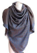 Sciarpa Scialle Lana Seta femminile GUCCI 140x140 Nuovo  281942 blu-marrone