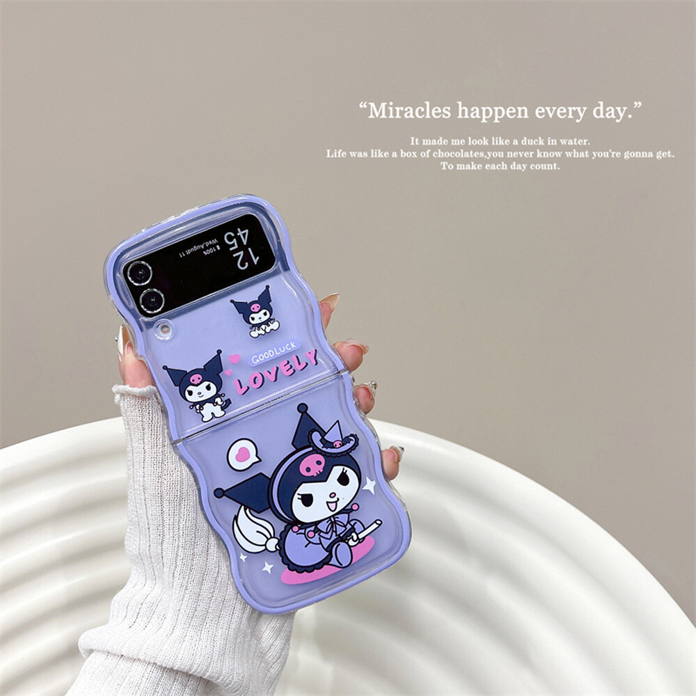 For Samsung Galaxy Z Flip 6 5 4 3 Cute Cartoon Pattern Chain Phone
