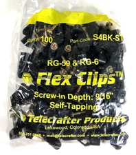 Standard Black Cable Flex Screw Clips 100 PACK Wire Managment INDOOR or OUTDOOR