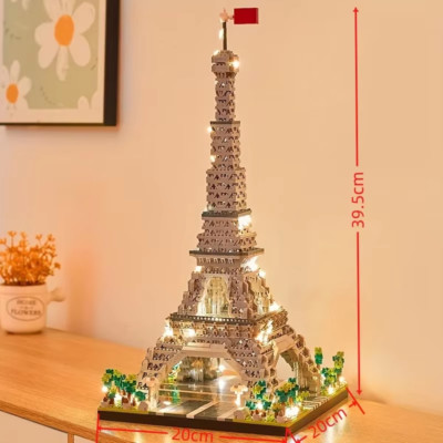 Exquisites Paris Eiffelturm Micro Mini Bausteine Spielzeug Set: LED beleuchten