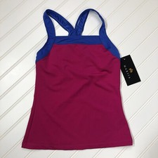 NWT Mariia Dance Wear Women  s Petite Dance Tank Top Size P Fuchsia Royal Blue