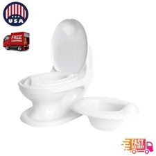 Real Potty Training Toilet W/ Life-Like Flush Button  Sound Toddlers Kids White