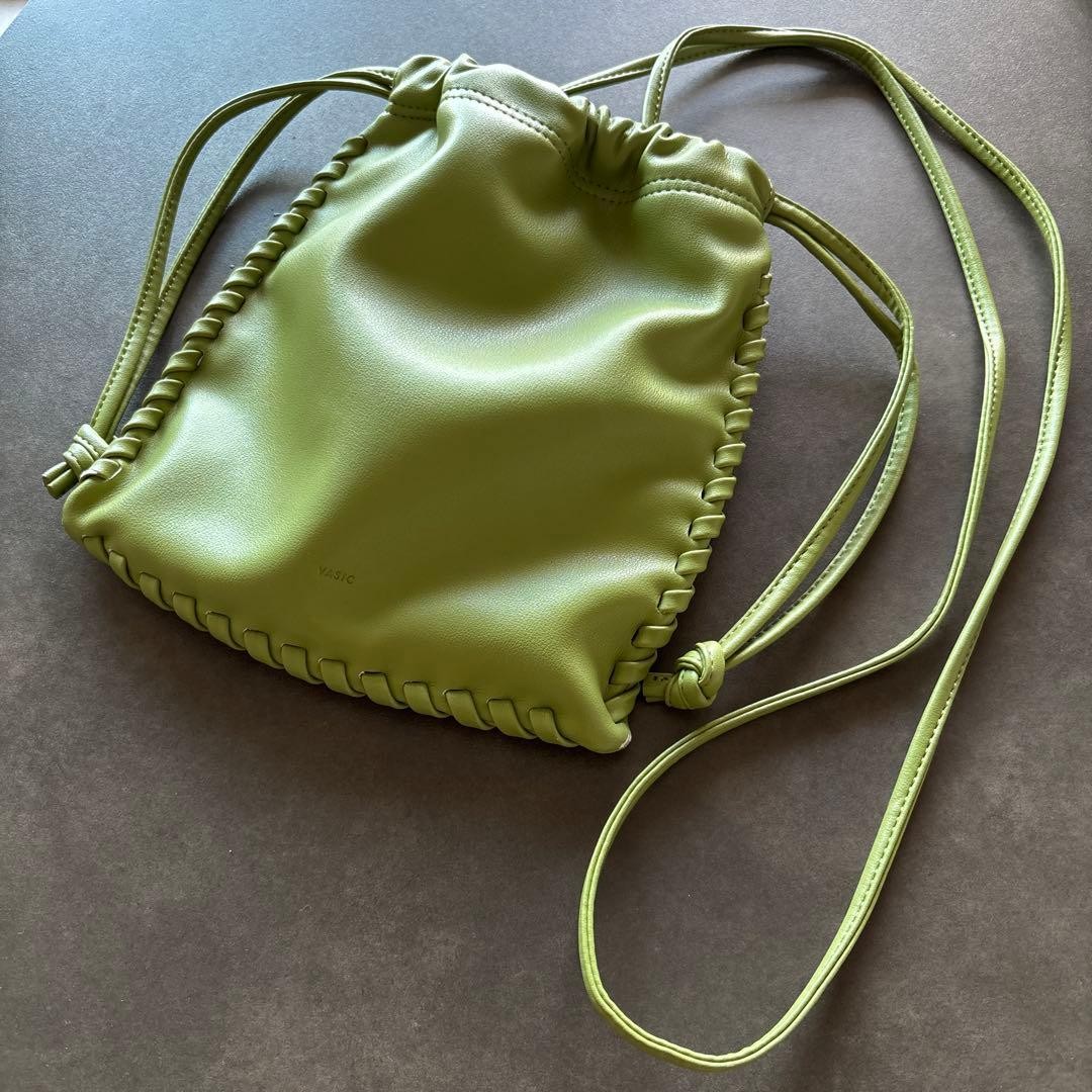 VASIC Light Green Leather Drawstring Shoulder Bag… - image 1