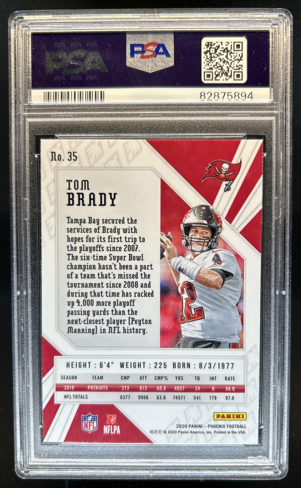2020 Panini Phoenix Tom Brady Fire Burst #35 Buccaneers PSA 10 GEM MINT view 2