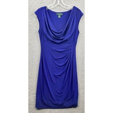 Lauren Ralph Lauren Royal Blue Cowl Neck Ruched Sheath Dress Size 6