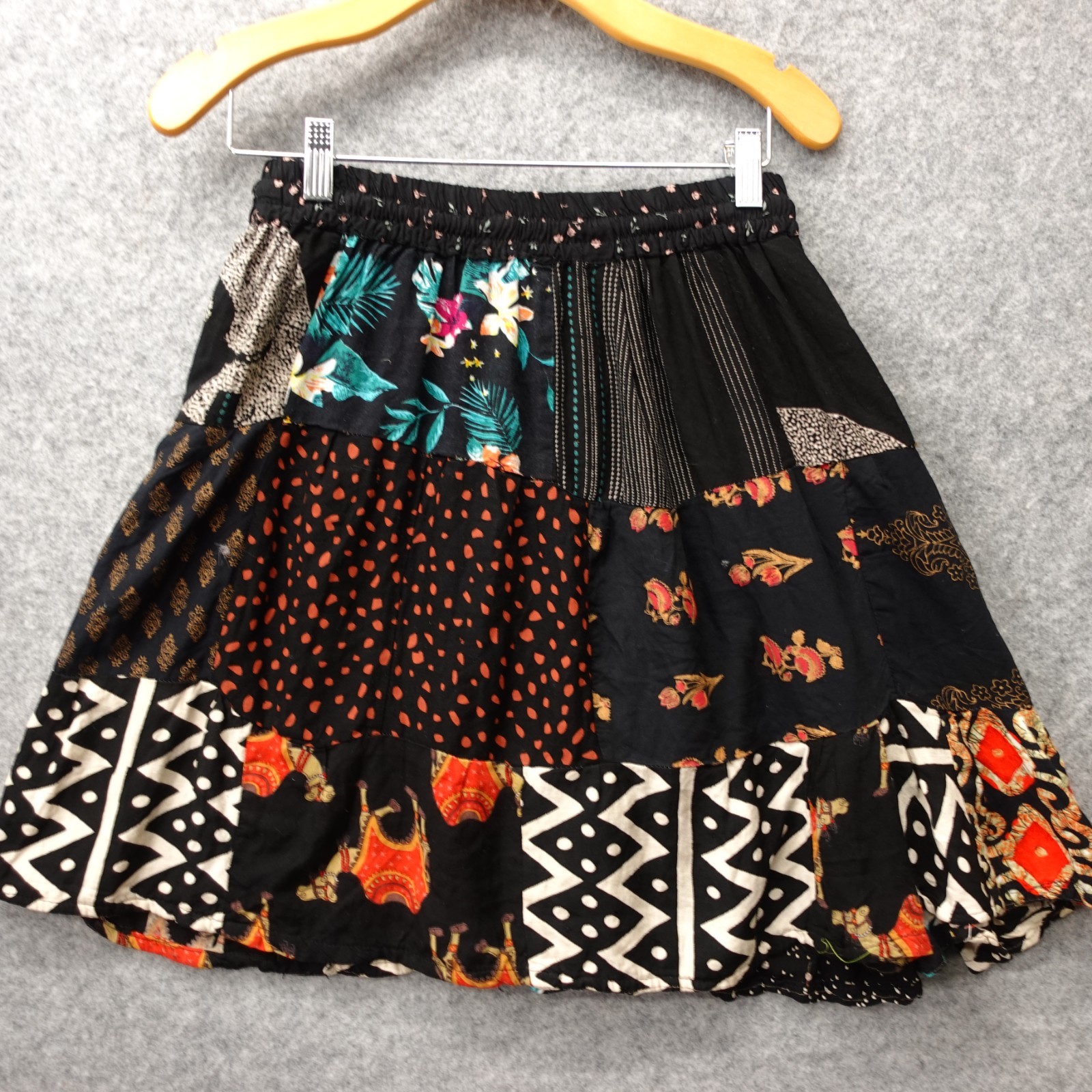 Boho Patchwork Skirt Womens SMALL Medium Multi Fl… - image 2
