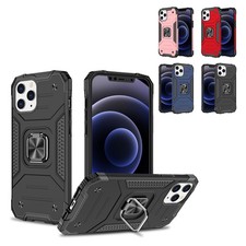 For iPhone 8 Plus/7 Plus Case Metal Kickstand Shockproof Cover  Tempered Glass