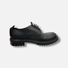 Dolce&Gabbana Men's Black Spazzolato Lug-Sole Calfskin Derby Shoes Size 11