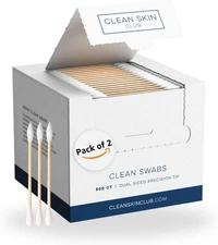 Clean Swabs, 2 Pack, 1000 Total Count, One Pointed Tip, Biodegradable + Organic 