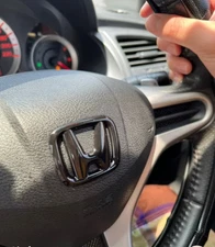 BLACK 40x50mm Emblem Logo Steering Badge Fits Honda Civic 2006-2024 EX Sedan US