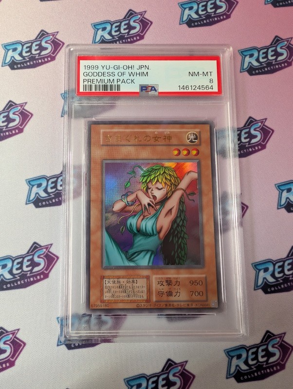 1999 YU-GI-OH! JAPANESE PREMIUM PACK GODDESS OF WHIM PSA 8