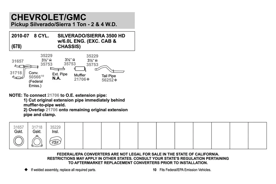 For Chevy Silverado 3500 HD 07-10 Exhaust Muffler Quiet-Flow Steel Round Foto 4 de 4