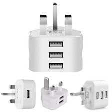 Universal UK Plug 1/2/3 USB 3Pin Wall Charger Adapter With Ports Charging Charge