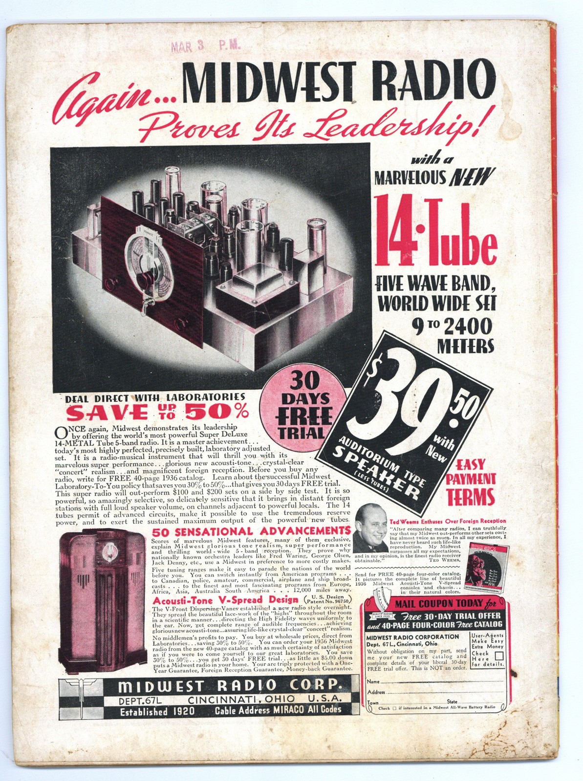 Everyday Science and Mechanics Magazine Vol. 7 #4 GD+ 2.5 1936 Low Grade