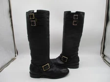 Jimmy Choo London Black Leather Fur Lined Moto Biker Riding Boots Tall  EUR 38.5