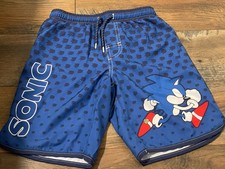 Boys navy blue sonic swim trunks size 8