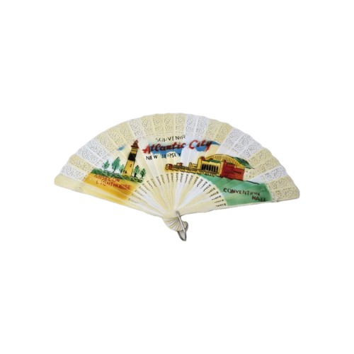 vintage Atlantic City souvenir accordion folding hand fan Plastic