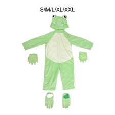 Kids Frog Costume Set, Jumpsuit, Hood, Gloves and Shoe Covers for Holiday Role