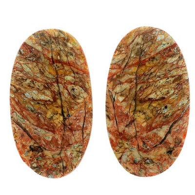 Natural Leopard Skin Jasper Pair 15x27x4 mm Oval Shape Gemstone LS30-07020
