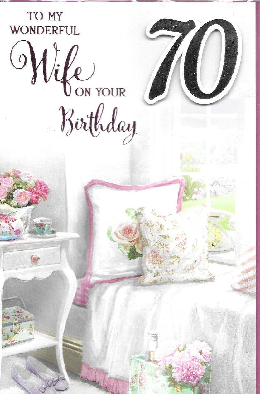 Wonderful Wife 70th birthday card ~ quality card paper insert