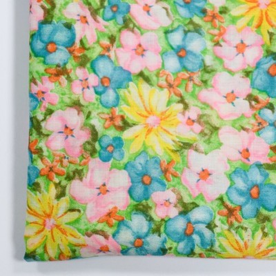 Vintage Fabric 1970s Funky Bright Florals Groovy 19x49 Cotton Blend Flowers