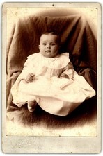 Cabinet Card Circa 1890s J. Baader Cute Baby In Gown Unmarked