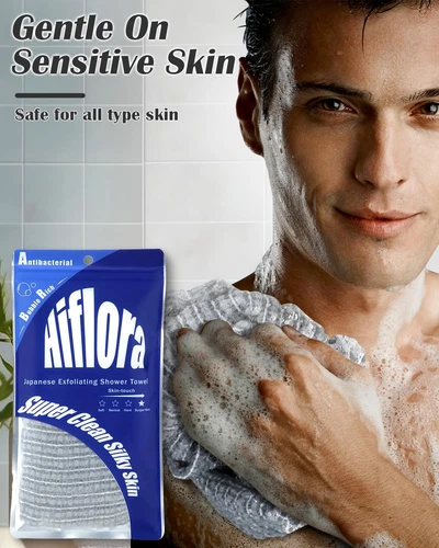 Exfoliating Shower Towel - Japanese Exfoliating Washcloth for Body & Face, Du... - Imagen 3 de 7