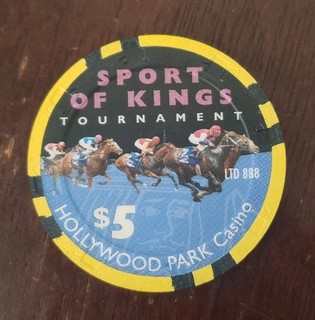 $5 Hollywood Park California Sport Of Kings Tournament 1999 Casino Chip