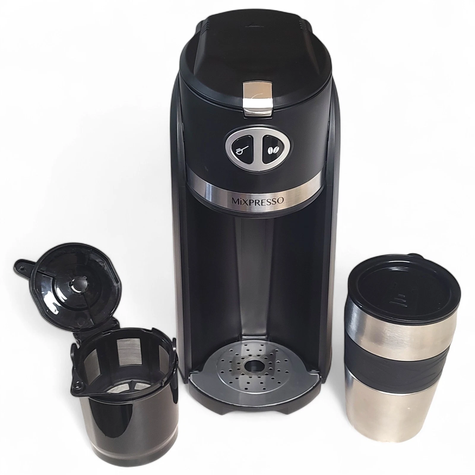 Mixpresso 2 in 1 Grind & Brew Automatic Personal Coffee Maker, Automatic Single Serve Coffee Maker with Grinder Built-In and 14oz Travel Mug, Auto Shut Off Function,Black Travel Coffee Maker - Thumbnail 4