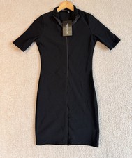NWT Pretty Little Thing Women's Black Dress Size 6 Full Zip Front