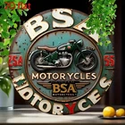 Vintage BSA Motorcycles Tin Metal Signs Home Décor 8x8 Classic Round Wall Timele