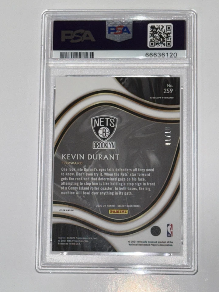 2020 SELECT KEVIN DURANT BLUE WHITE GREEN FLASH#259   COURTSIDE 1/10 PSA 9 POP 3 - Image 4 of 4