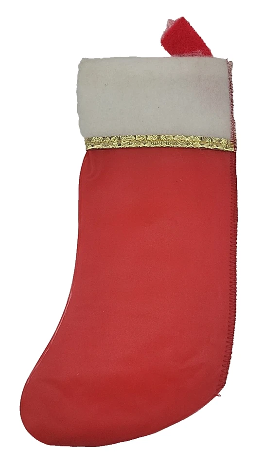 Vintage Red Plastic Christmas Stocking 10" - Image 3 of 4