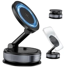 Magnetic Phone Holder for Car, Suction Cup Phone Mount, Foldable Vacuum 