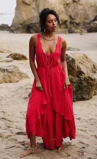 Image of FREE PEOPLE Free-Est Lost In Sunset Maxi Dress in Red Size Small  RRP £108 BNWT