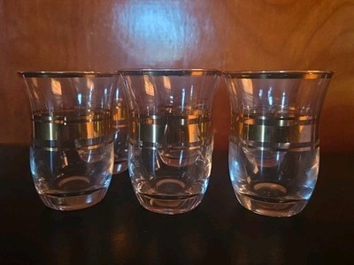 Set Of 6 Vintage Gold Decorated Turkish Tea Glasses 3'' Tall
