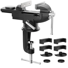 3 Inch Universal Swivel Base Table Vise, 360°Rotating Bench Clamp, Portable R...
