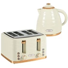 HOMCOM Kettle and Toaster Set 1.7L Rapid Boil Kettle & 4 Slice Toaster Beige