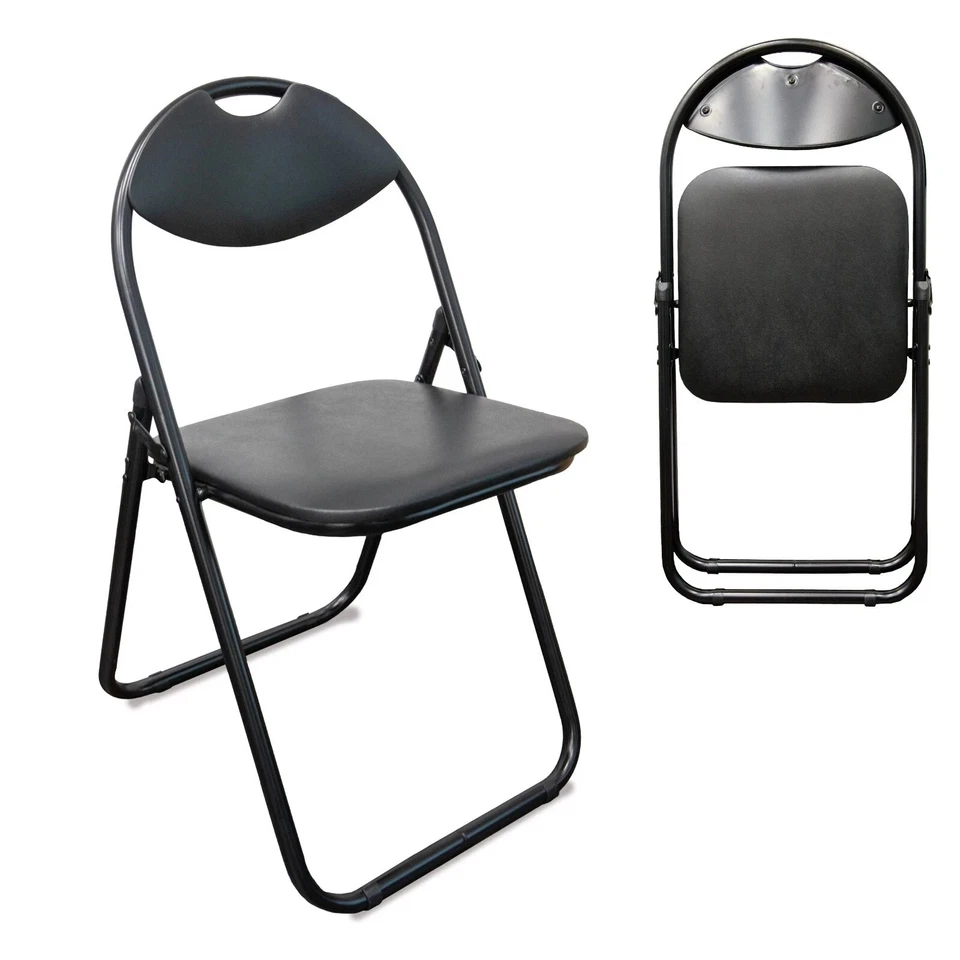 EPISENT Folding Chair Padded Faux Leather Heavy Duty Steel Frame Foldable Seat - Image 2 of 2