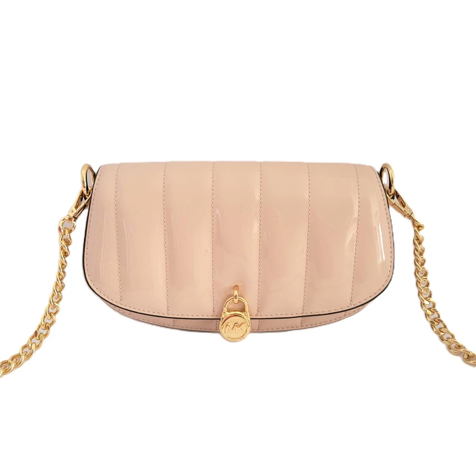 Bolso Bandolera Michael Kors Mila Pequeño Convertible Acolchado Charol Polvo Rubor Foto 2 de 4