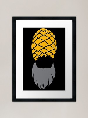 Ananas Kopf mit Bart Neuer Trend Gerahmtes Wandbild Poster Leinwanddruck Bild