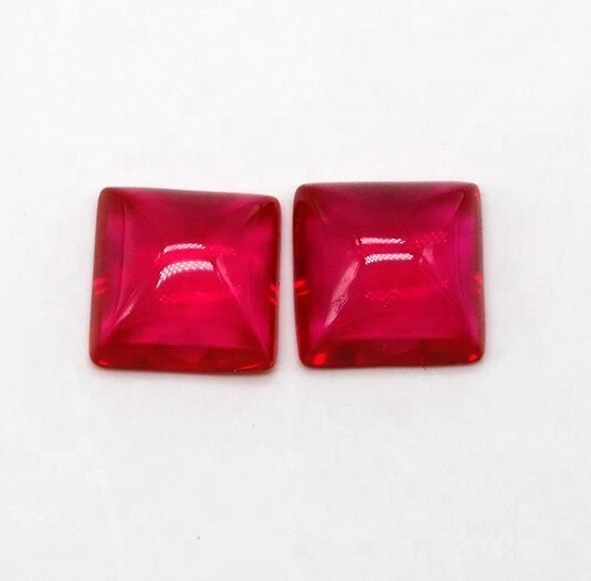 AAA Quality Synthetic Red Ruby 5mm,6mm Square Lab Created Faceted Gemstone - Image 3 of 4